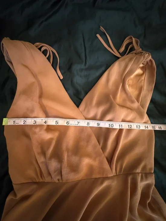 Lulu’s Dusty Rose Dance The Night Away Maxi Dress Formal Bridesmaid Deep V Gown - Picture 9 of 11